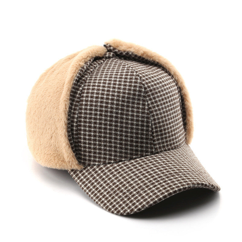 Women's Autumn And Winter Plaid Lambswool Warm Hat