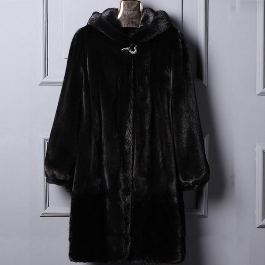 Autumn And Winter New Fur Hooded Casual Coat