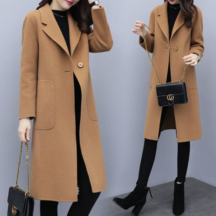Women's Loose Wool Overcoat - Mid-length & Warm Style Mid-length Loose Wool Overcoat Women's C | Ectron Online