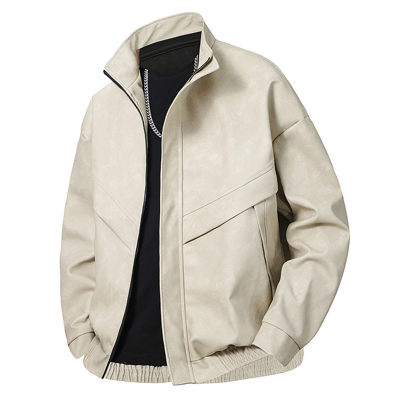 Men's Handsome Slim Fit Leather Coat All-matching And Handsome Slim Fit Leath | Ectron Online