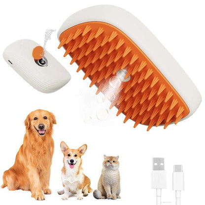 Pet Steam Brush with Massage & Spray Comb

