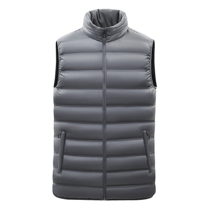 Gray puffer vest on a white background