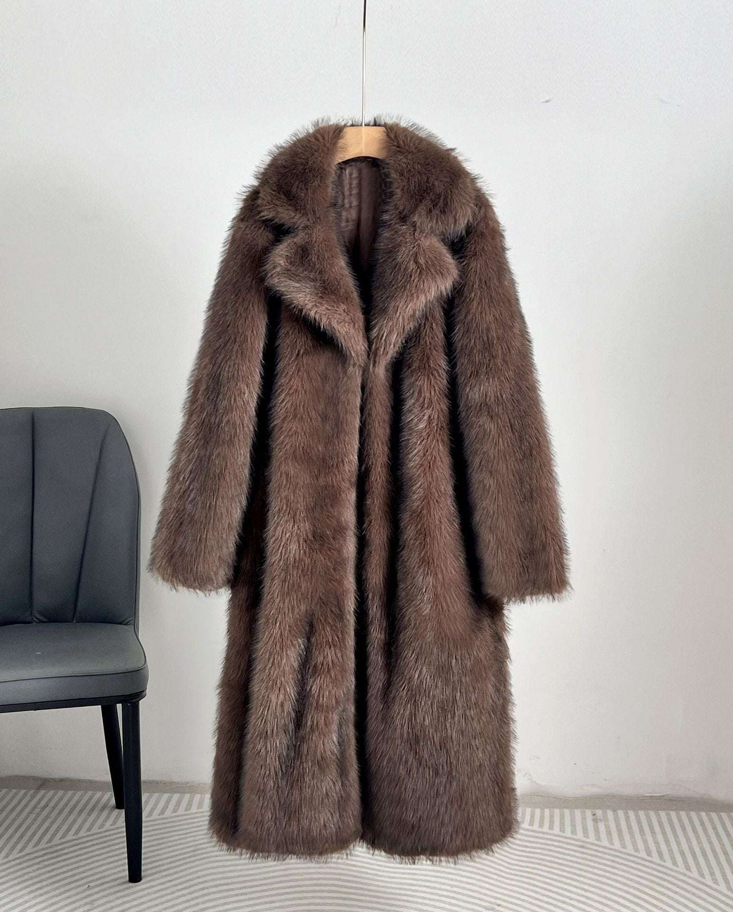 Extended Faux Fur Overcoat