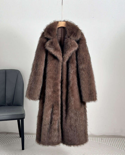 Extended Faux Fur Overcoat