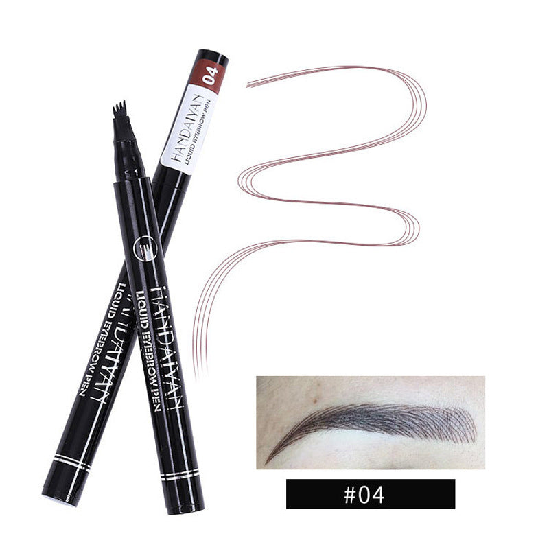 Eyebrow liquid pen pair, shade #04, two pens with swatch #04 and curved lines
