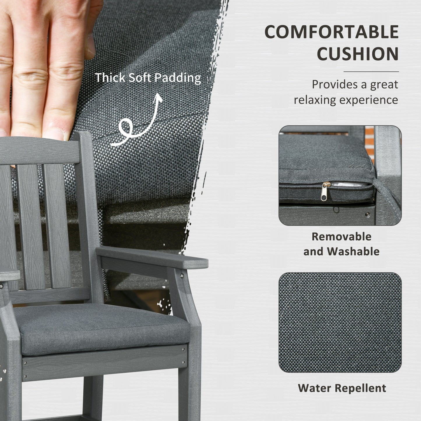 6-Piece Patio Dining Set with Umbrella Hole | 6-Seater Dark Gray
