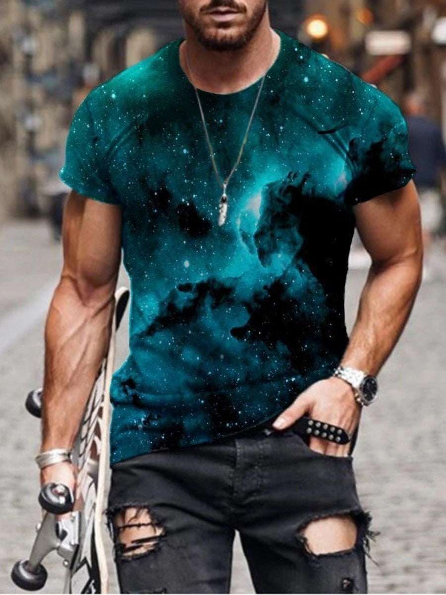 Digital Printed Round Neck T-Shirt – Short Sleeve Casual Tee Digital Printed Short-sleeved Round Neck | Ectron Online