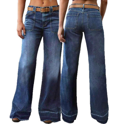 Women's Retro High-Waist Straight Jeans | Slimming All-Matching Denim Retro High Waist Straight Loose Slimming | Ectron Online