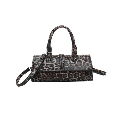 Textured Handbag Personality Leopard-print Shoulder Retro Messenger Bag