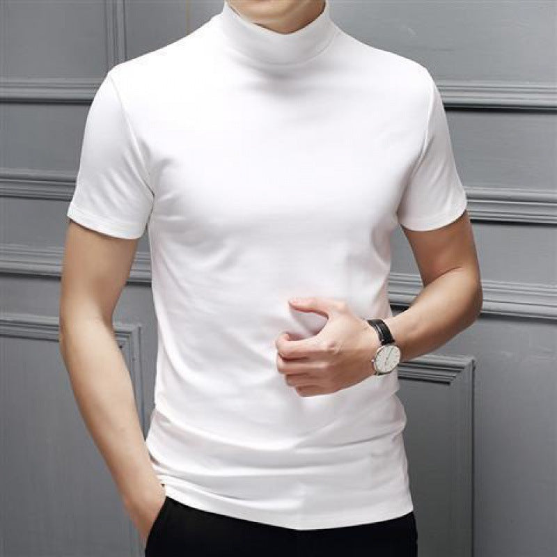 Men’s Half Turtleneck Shirt – Mercerized Cotton Short Sleeve Spring Summer Men Half Turtleneck Mercer | Ectron Online