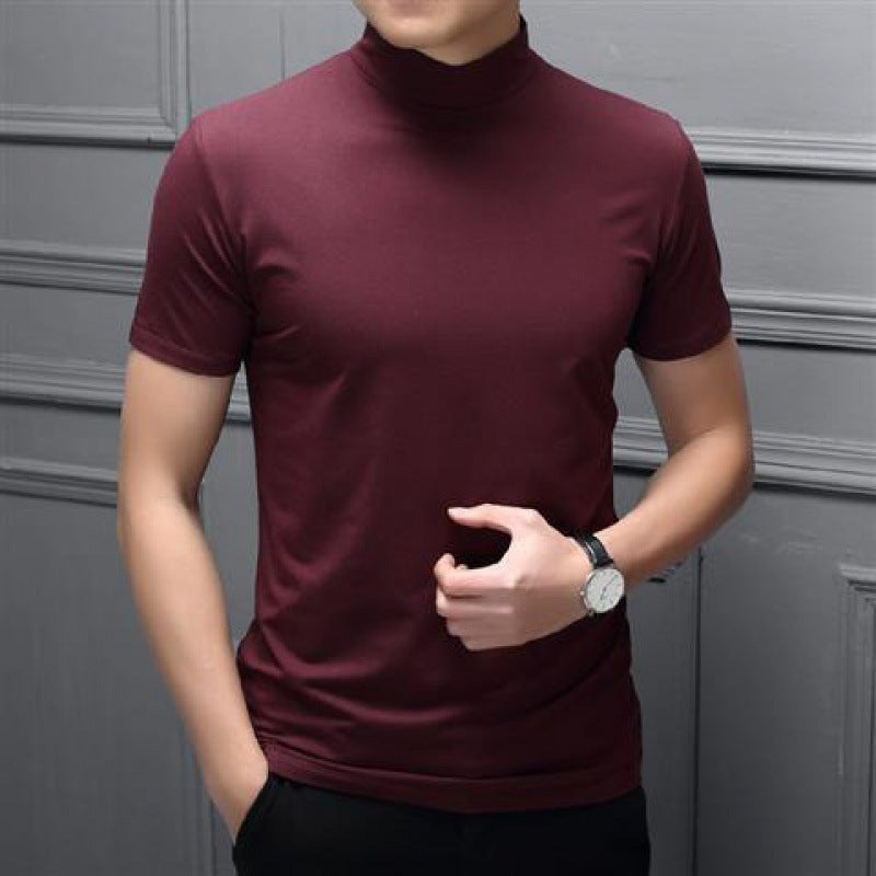Men’s Half Turtleneck Shirt – Mercerized Cotton Short Sleeve Spring Summer Men Half Turtleneck Mercer | Ectron Online