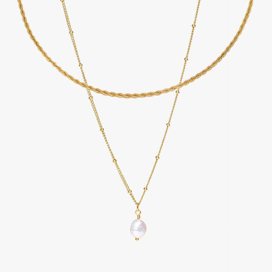 New Small Rice-shaped Beads Twist Pearl Necklace Multi-layer