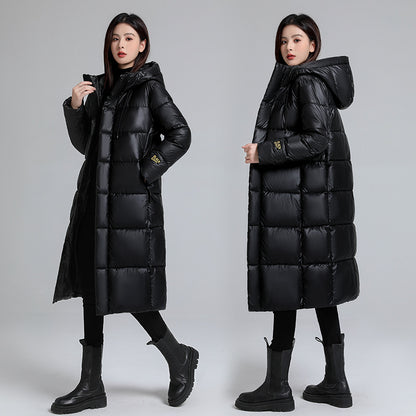 Women's Long Self-Heating Graphene Hooded Padded Jacket