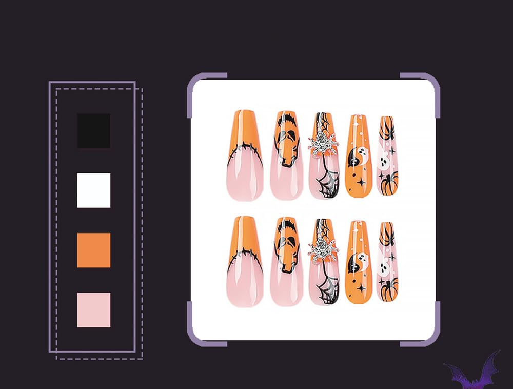 24pcs Halloween Press-On Nails 24 PCS Press On False Nails Short Medium | Ectron Online