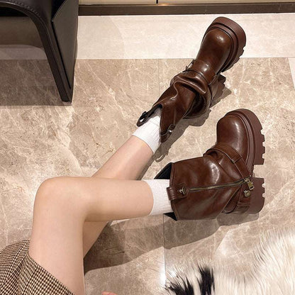 Fashionable All-match Thick Bottom Increased Vintage Martin Boots Fashionable All-match Thick Bottom Incre | Ectron Online