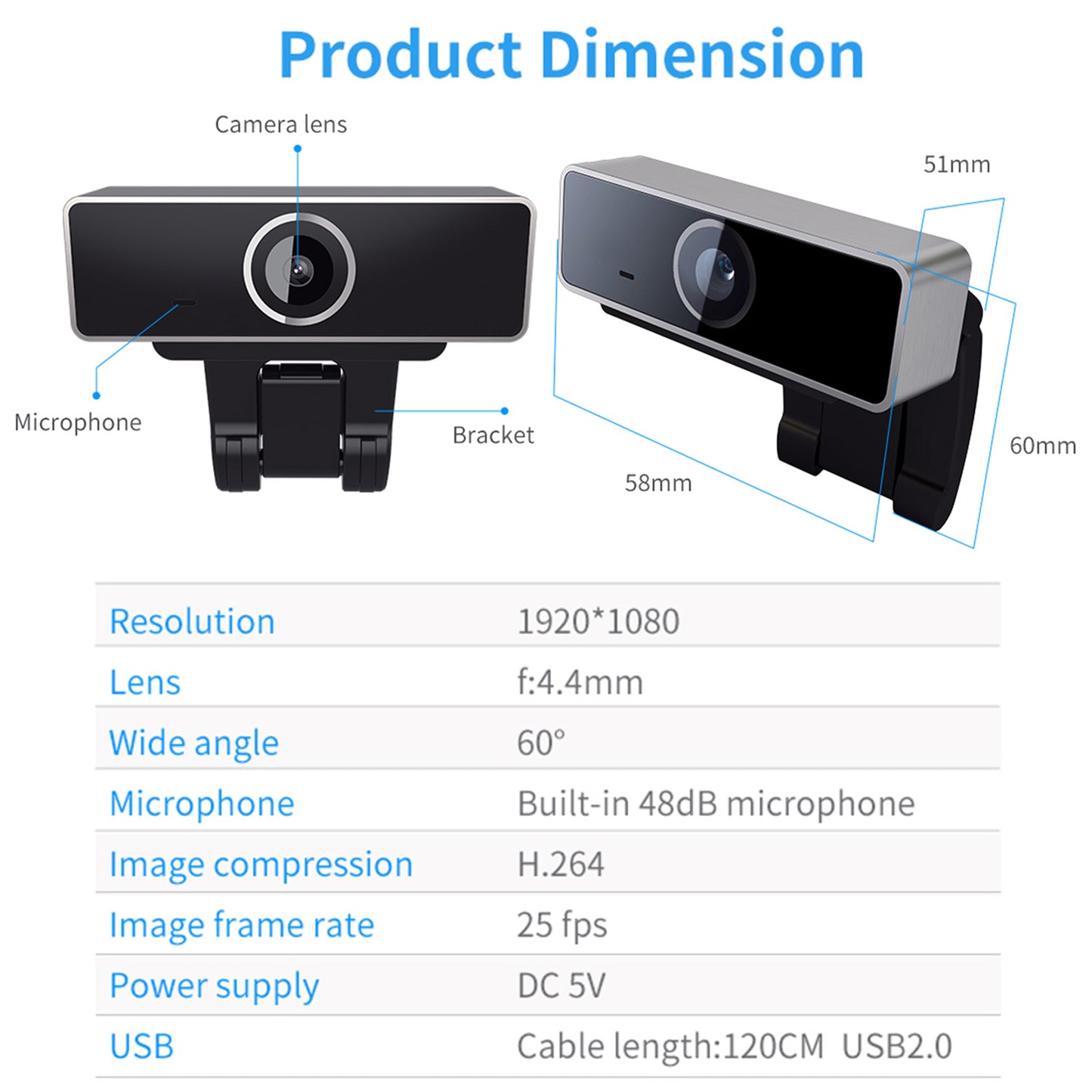 FHD 1080P Auto Focus Webcam | USB Camera with Microphone for PC