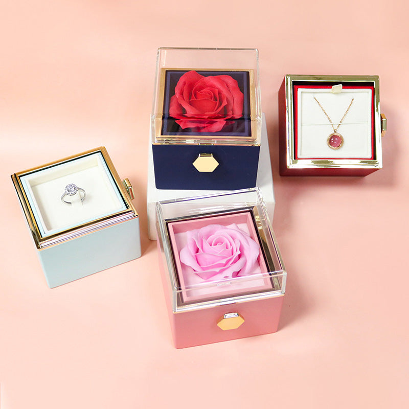 Creative Rotating Rose Jewelry Gift Box