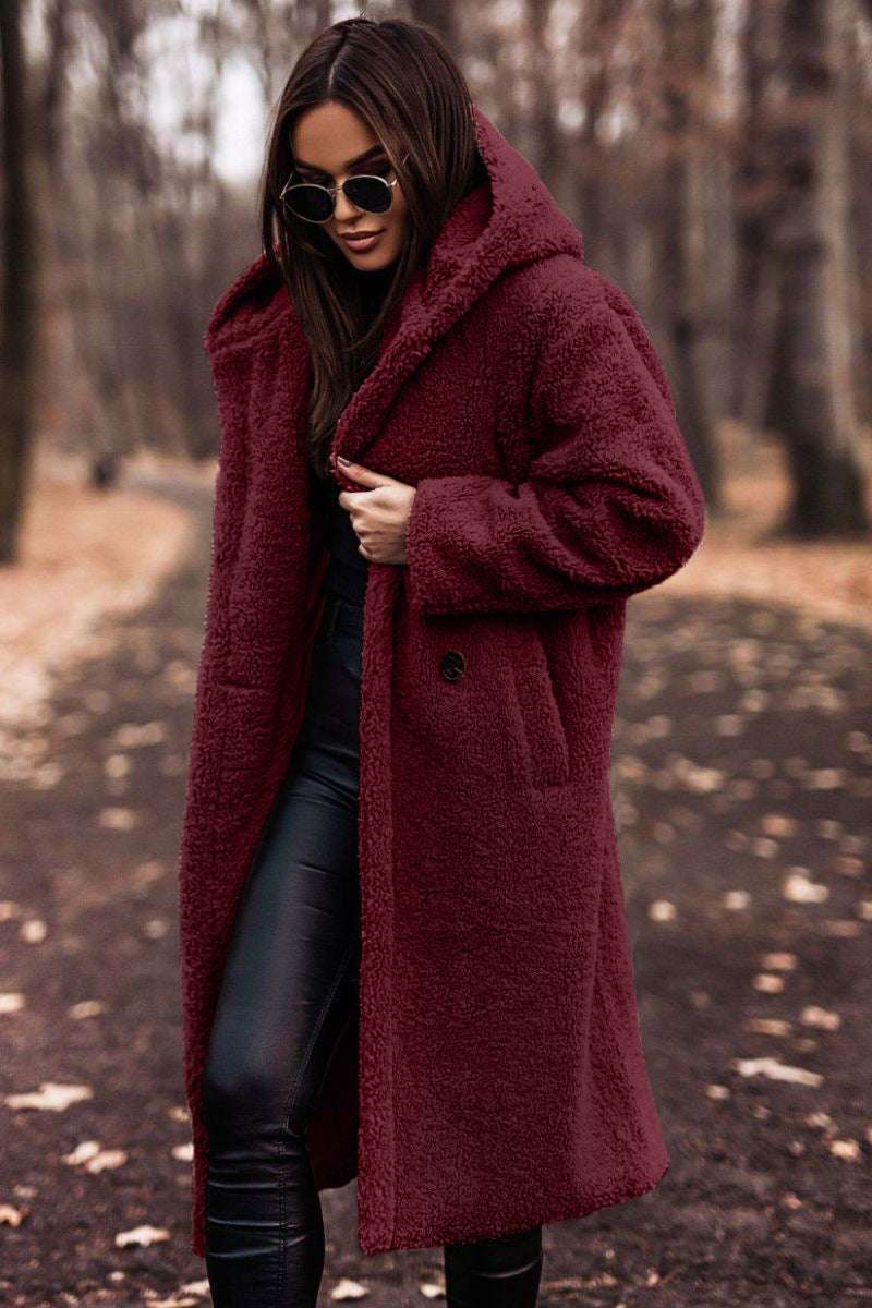 Women's Elegant Faux Fleece Long Teddy Coat Autumn Winter Fashion Elegant Long Coat | Ectron Online