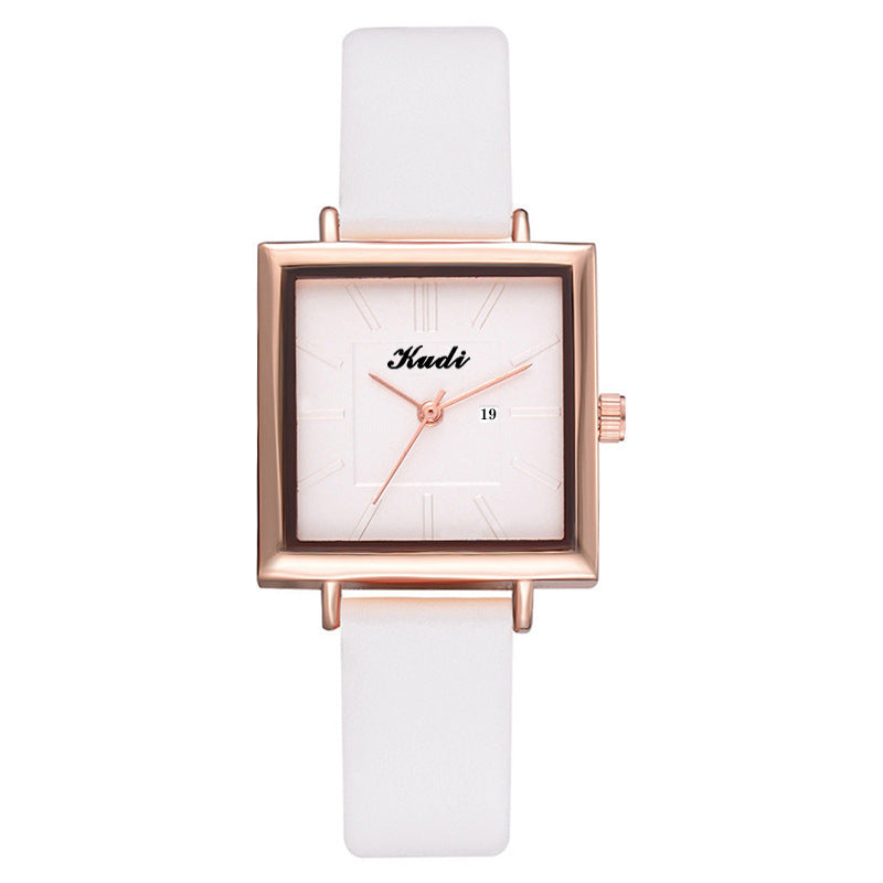 Fashion Square Student Watch with Calendar Calendar Square Fashion Student Wristban | Ectron Online