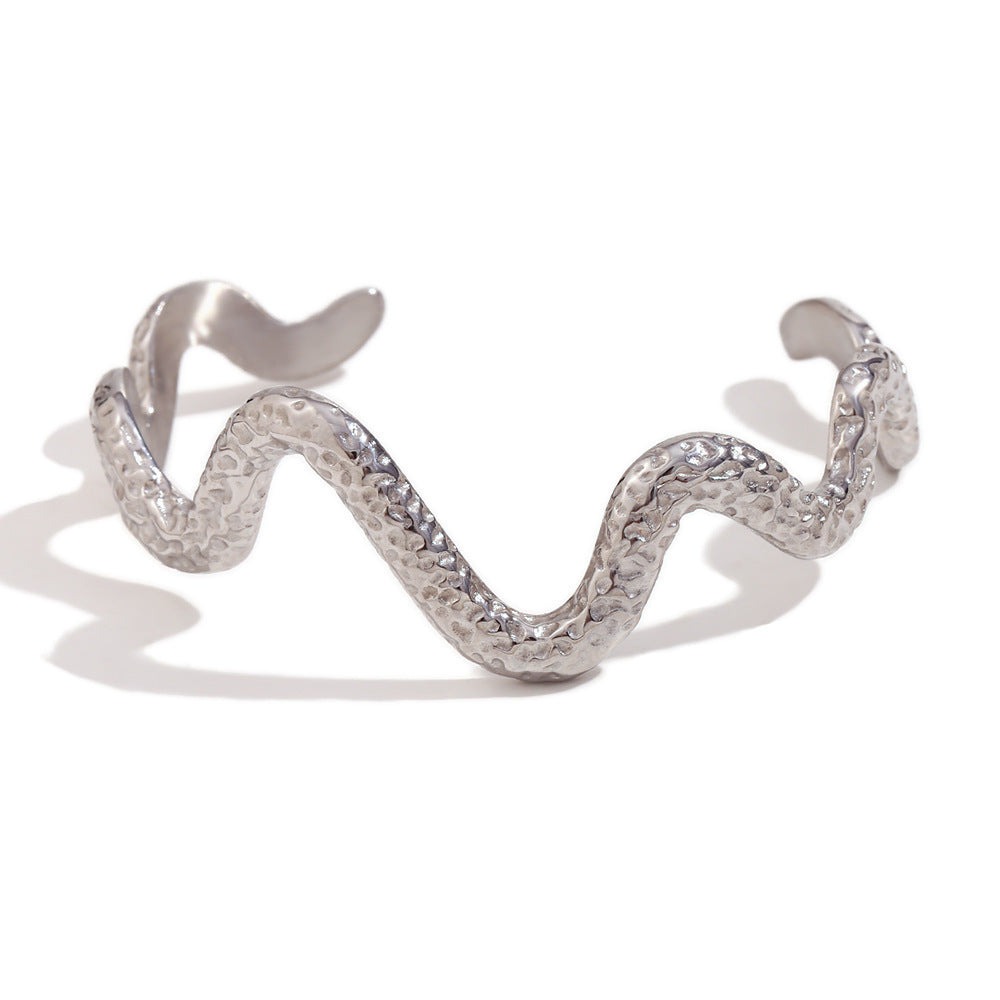 18K Gold Plated Wave Snake Bracelet Fashionable All-match Stainless Steel 18 | Ectron Online