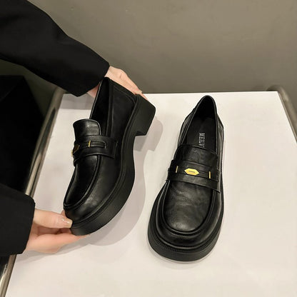Women's Soft Leather Commuter Shoes | Metal Decor Casual Loafers All-match Metal Commuter Soft Bottom Sof | Ectron Online