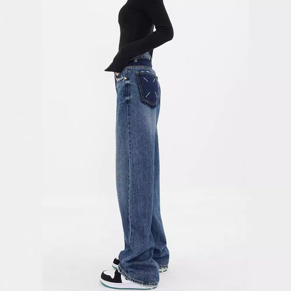 Women's Wide-leg Jeans Loose High Waist Drooping