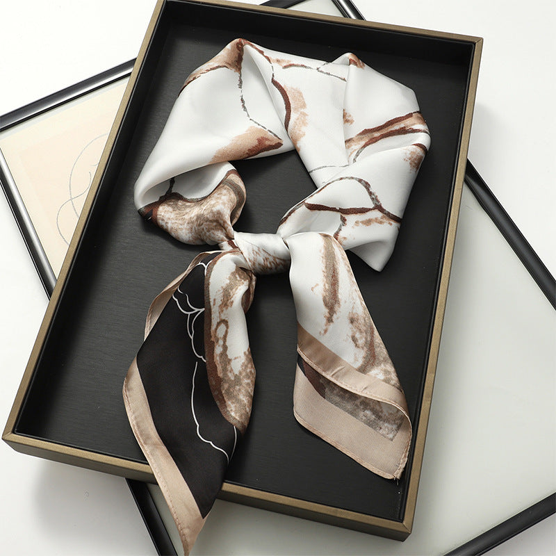 Solid Color Square Scarf - Elegance & Style Artificial Silk Striped High-grade Korea | Ectron Online