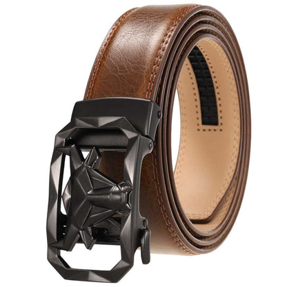 Fashion Men's Leather Belt Alloy Automatic Buckle with sleek design and durable leather.