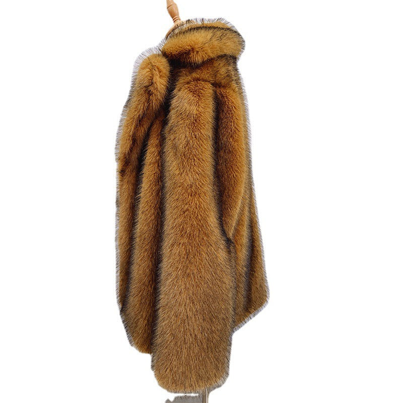 Mid-Length Faux Fur Coat