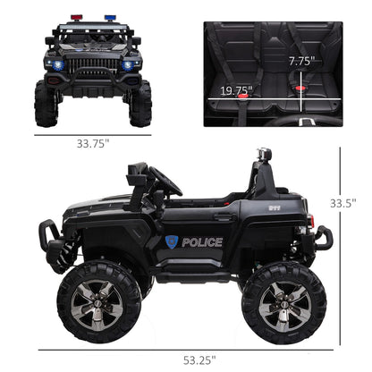 12V Kids Ride-On Police Truck Kids Ride-On Car 12V RC 2-Seater Police | Ectron Online