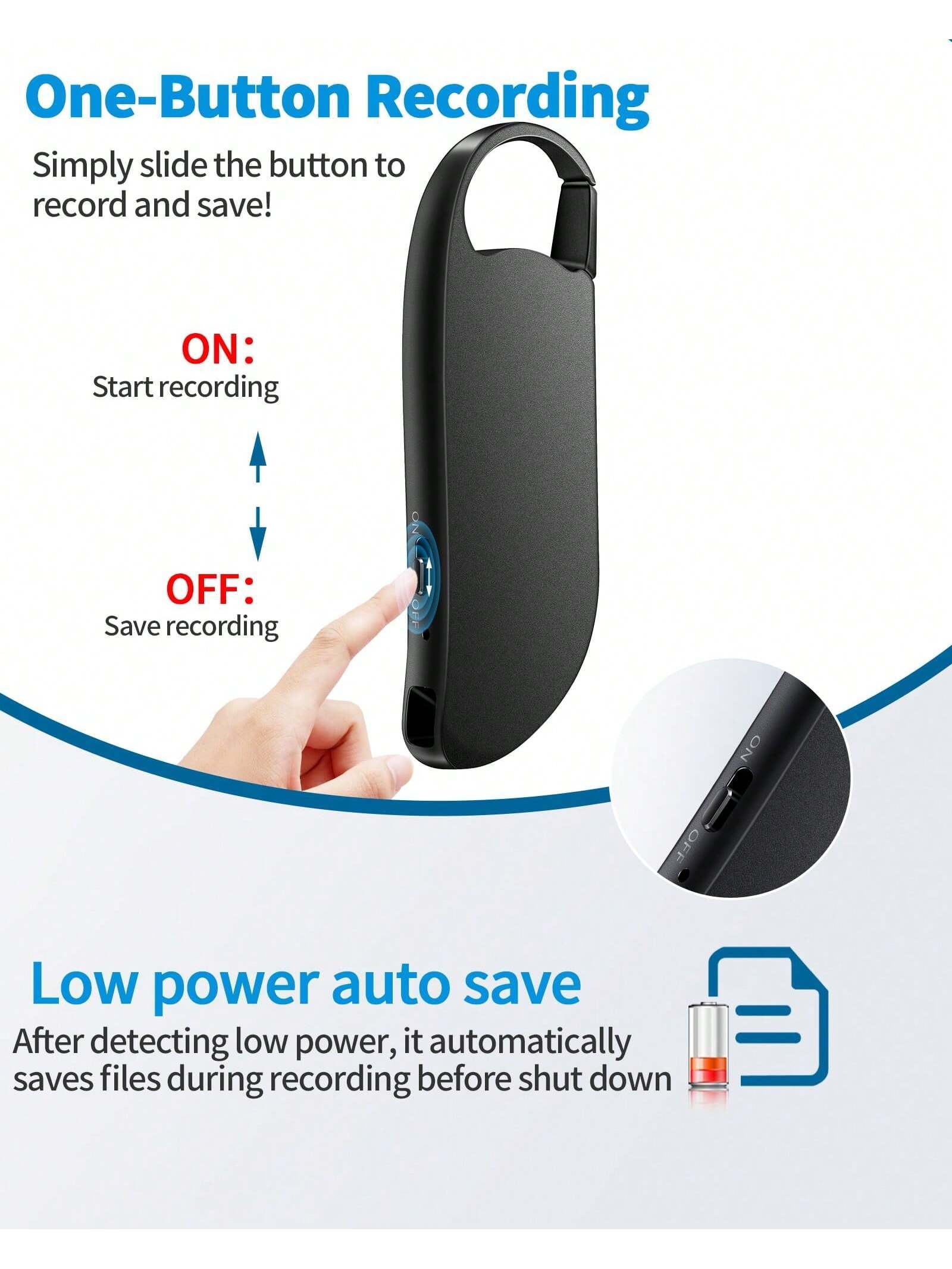 64GB Digital Voice Recorder | 900H Capacity & Noise Reduction Device