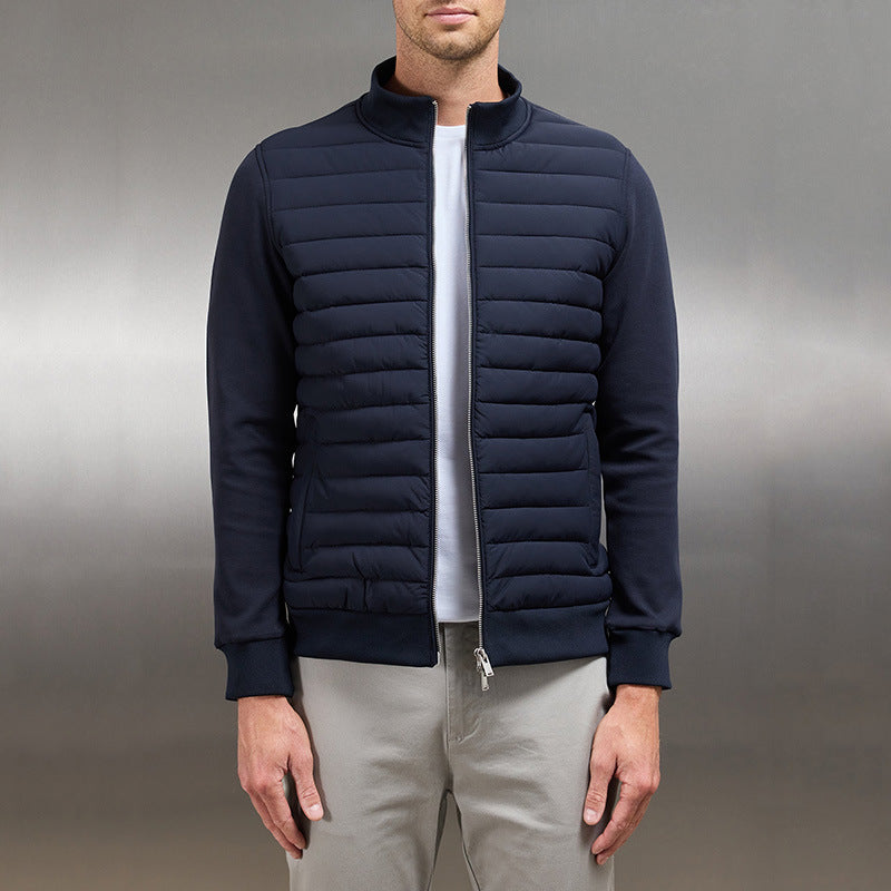 Lightweight Knitted Stand Collar Jacket Lightweight Stand Collar Stitching Knitt | Ectron Online