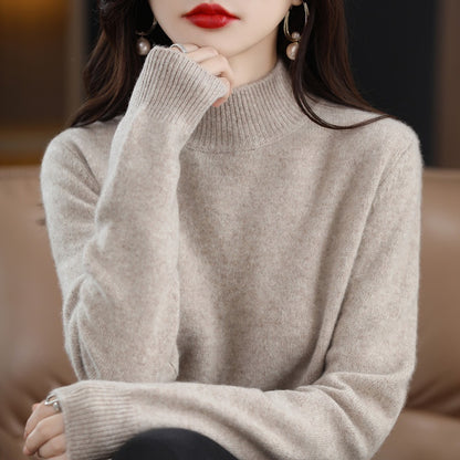 Women's Half-High Collar Sweater | Slimming Loose Knit Winter Top Autumn And Winter Sweater Half-high Coll | Ectron Online