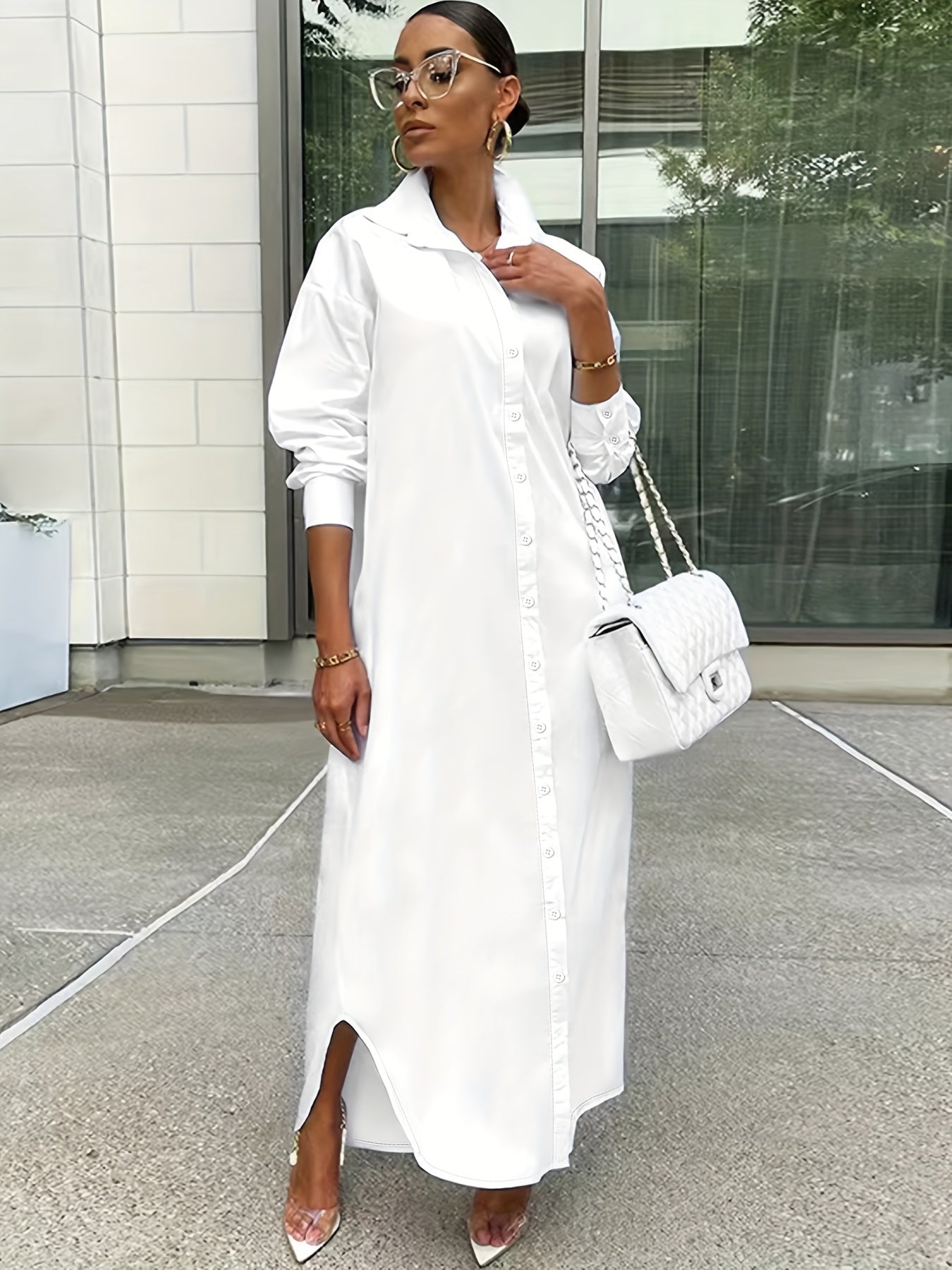 Women's Solid Longline Button Shirt