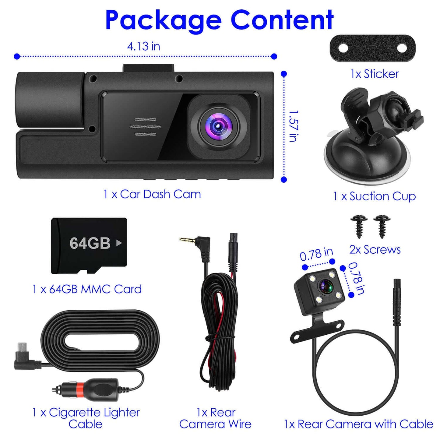 3-Channel WiFi Dash Cam - 1080P Front 1Pc WiFi FHD 1080P Car Dash Cam 3 Channe | Ectron Online