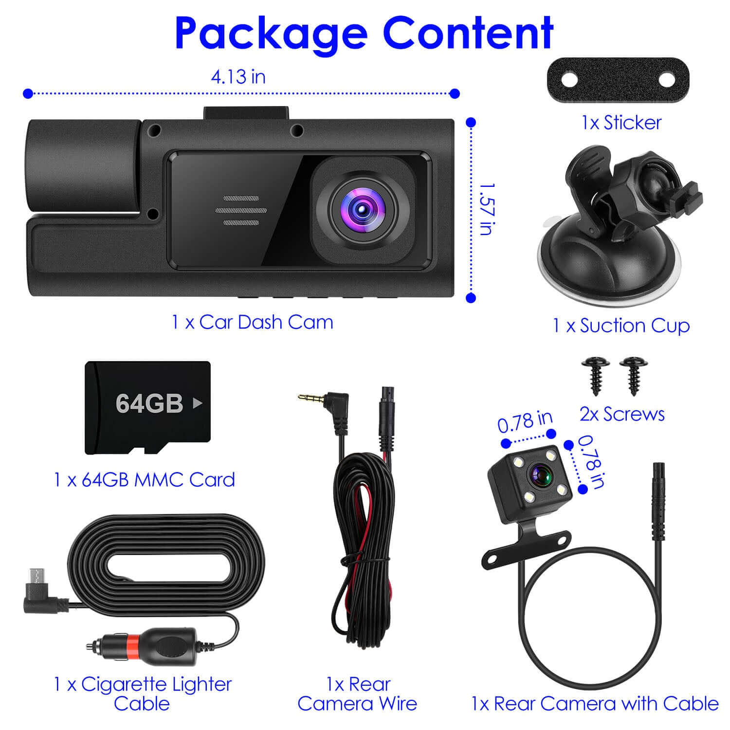 3-Channel WiFi Dash Cam - 1080P Front 1Pc WiFi FHD 1080P Car Dash Cam 3 Channe | Ectron Online
