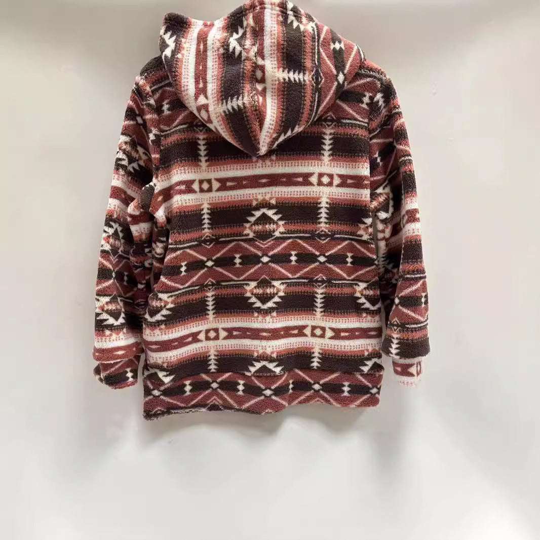 Casual Geometric Pattern Hooded Jacket Fashion Casual Geometric Pattern Printed | Ectron Online
