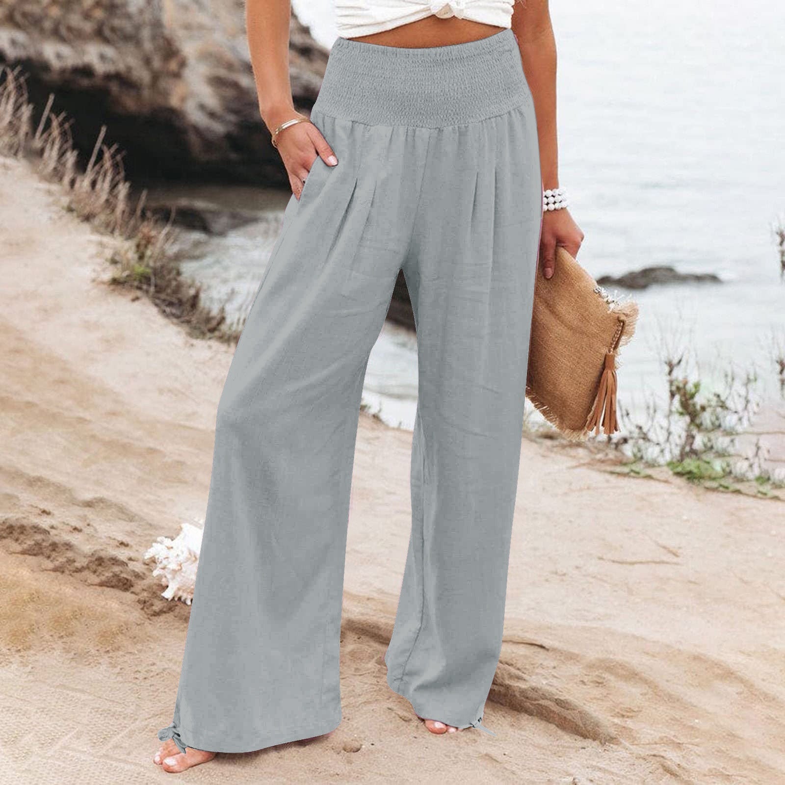 Drawstring Pants With Loose Legs Drawstring Pants With Loose Legs | Ectron Online