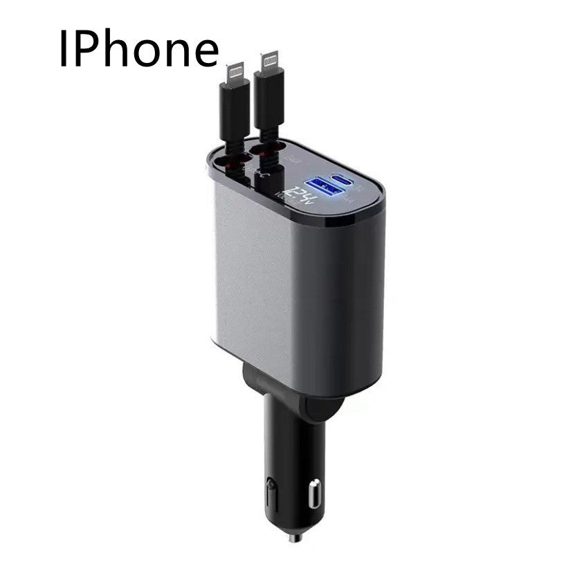 Super Fast Car Charger Adapter for USB & Type-C Metal Car Charger 100W Super Fast Chargi | Ectron Online