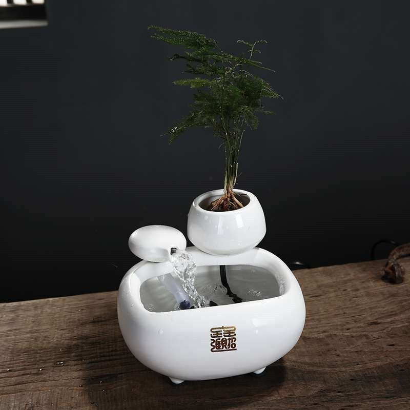 Creative Ceramic Flowing Water Fountain Ornament Atomizing Humidifier