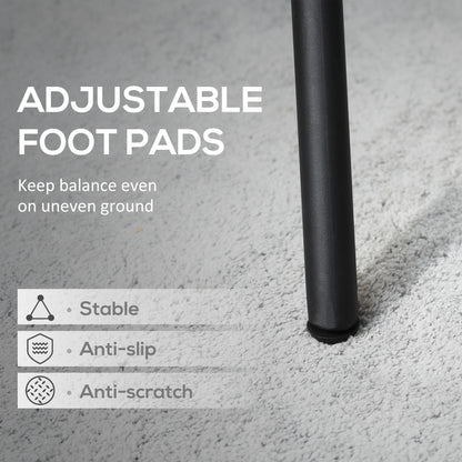 Black bistro table leg base with adjustable foot pads for uneven ground