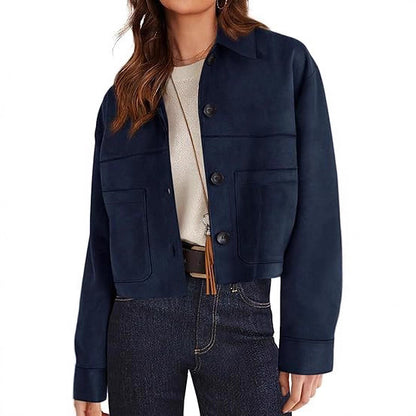 Women's Faux Suede Short Jacket | Casual Lightweight Autumn Coat European And American Style Women Faux S | Ectron Online