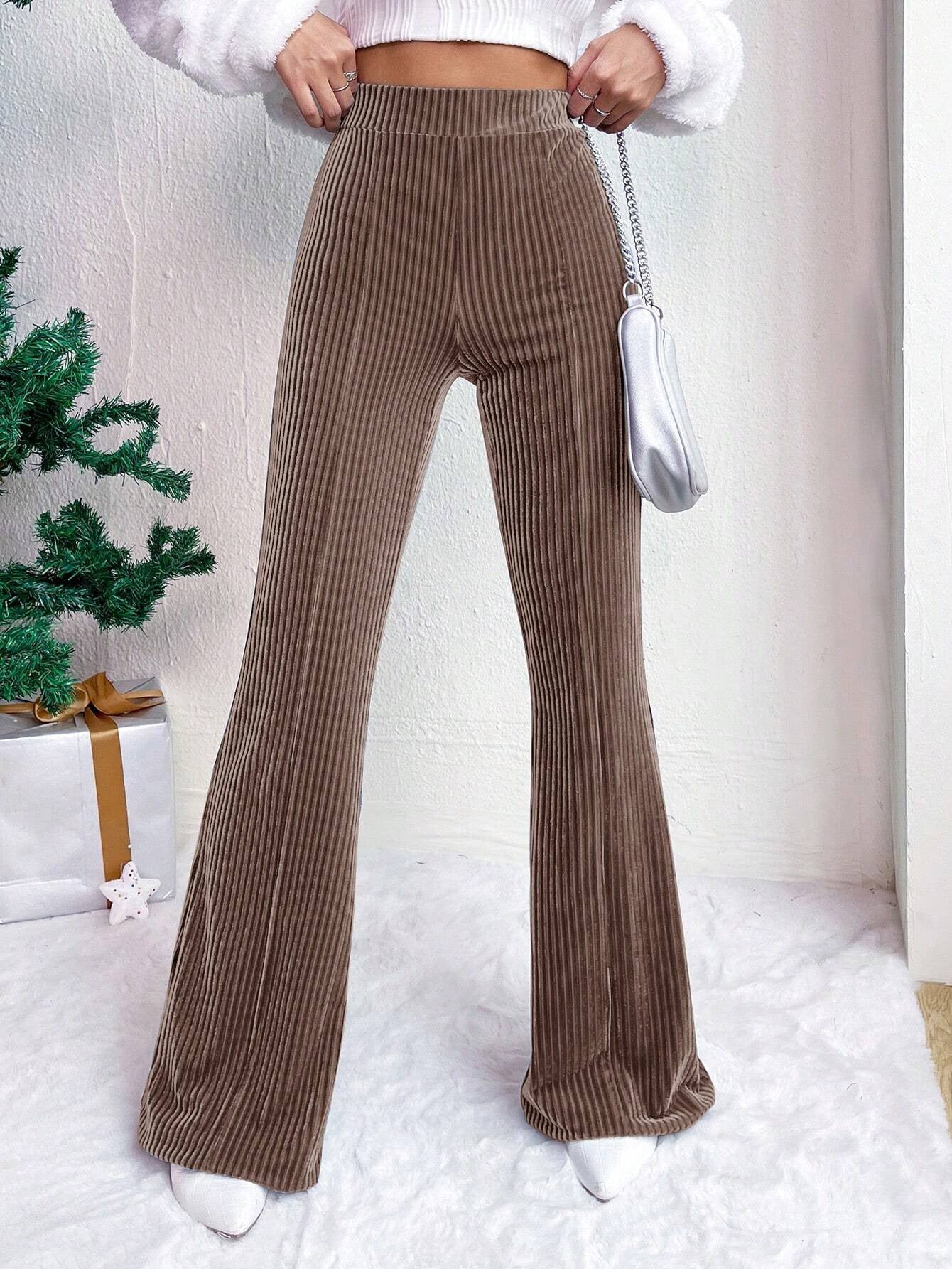High Waist Lamp Wick Corduroy Bell-bottom Pants Wide Leg Women High Waist Lamp Wick Corduroy Bell-botto | Ectron Online