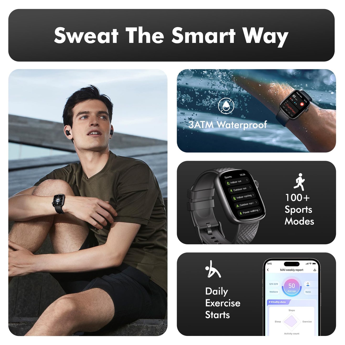 Smart Watch with Bluetooth Call & 1.95" HD Screen | Fitness Tracker