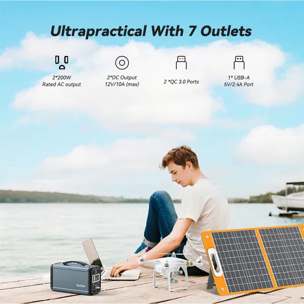 FlashFish 300W Solar Generator Bundle | 60,000mAh & 60W Solar Panel