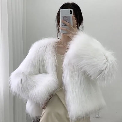 Women's Slim-Fit Fox-Like Fur Coat | Slimming Whole Leather Jacket New Slim-fit Slimming Whole Leather Fox- | Ectron Online