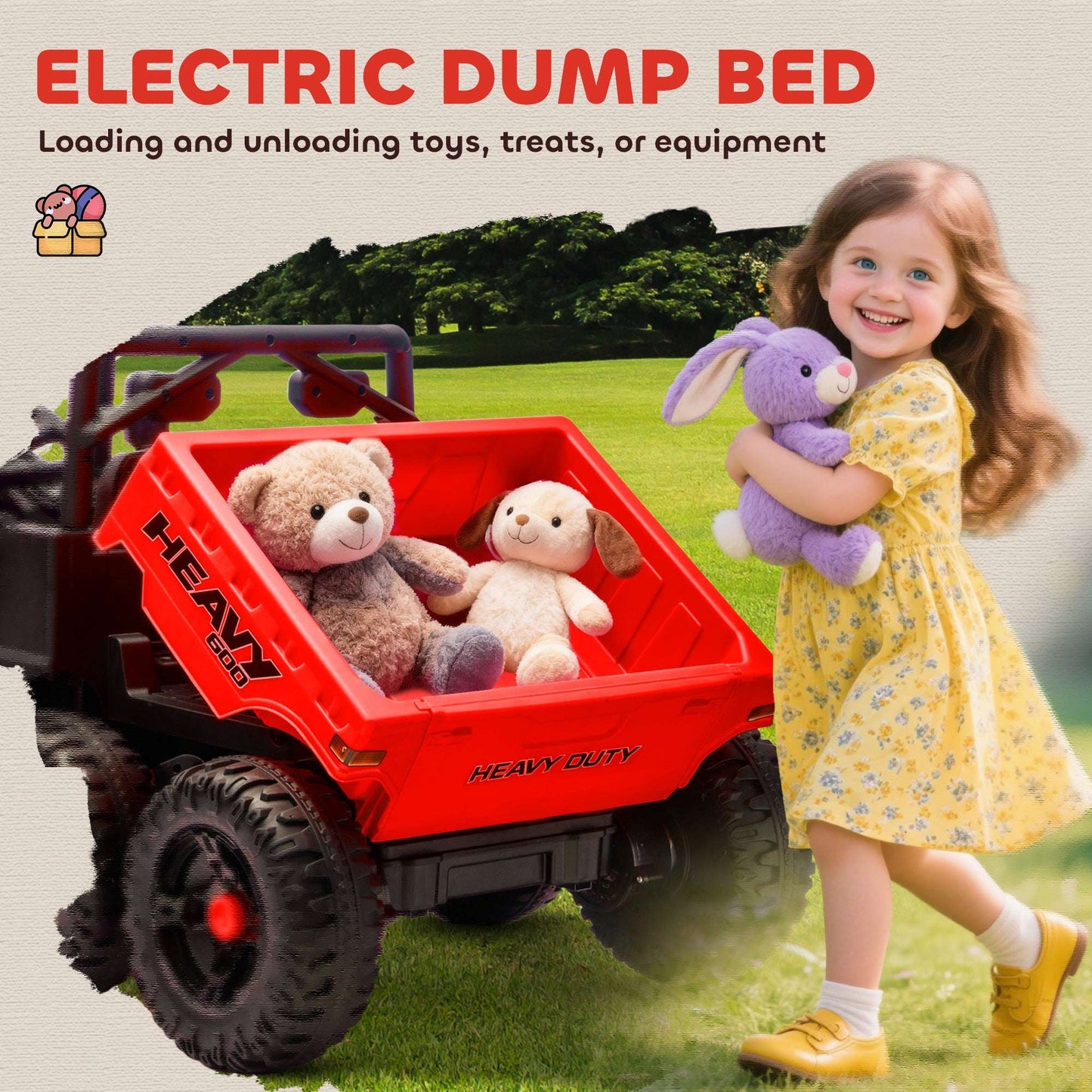 24V 6-Wheel Kids Ride On Dump Truck - 4WD Electric Utility Vehicle 24V 4WD Kids Ride On Car with 6 Wheels, | Ectron Online