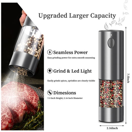 2PCS Electric Salt & Pepper Grinder Set - Adjustable Battery Mill