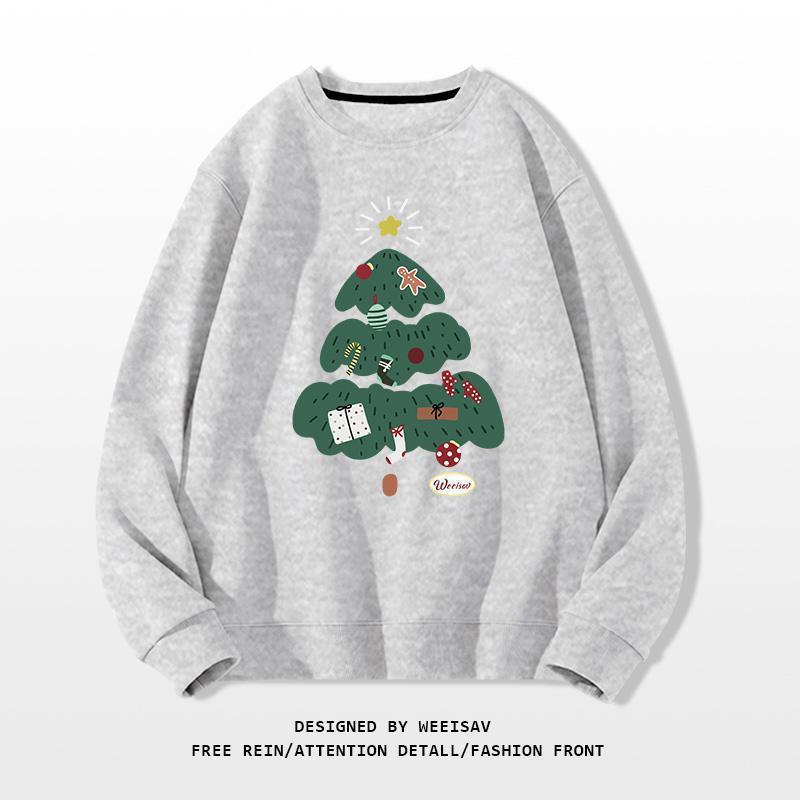 Christmas Tree Design Pullover Sweater Christmas Tree Design Round-neck Pullove | Ectron Online
