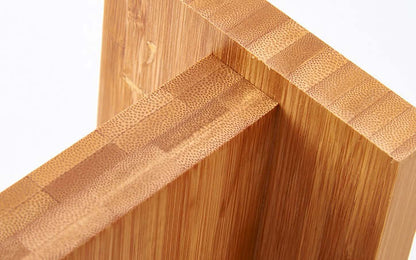 Wood magnetic knife holder showing angled top grooves for knife storage